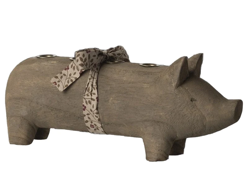 Maileg Kerzenständer HOLZSCHWEIN natur für 4 Kerzen ca. 23x9,5 cm ☆ Adventsdeko