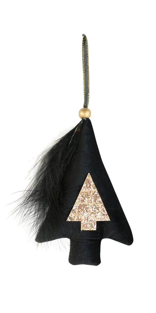 Riffelmacher Christbaumschmuck Samt Glitter Tannenbaum 20540 15cm - Schwarz / Gold