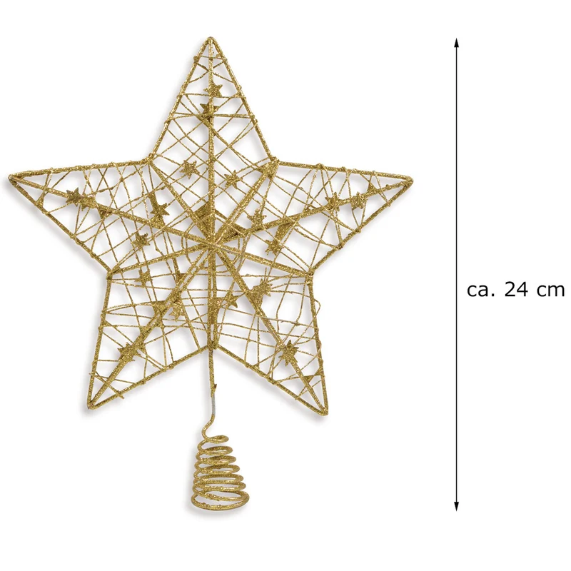 Riffelmacher Christbaumspitze Draht Stern 24cm 17840 - Gold