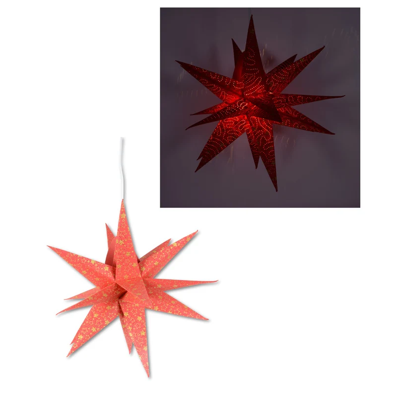 Riffelmacher 3D Fenster Dekostern aus Papier 76626 | ca. 45cm | Rot