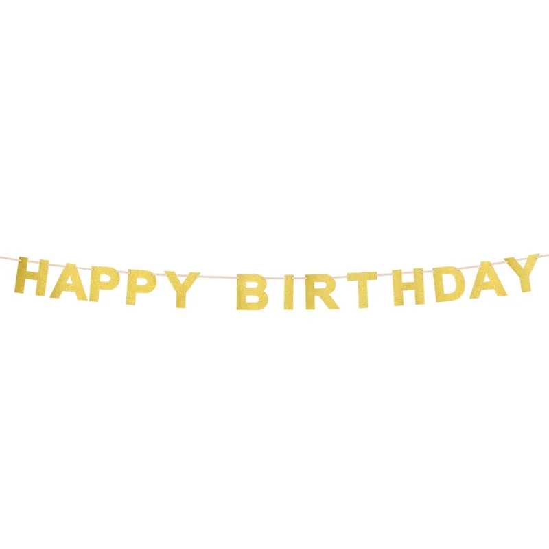 Happy Birthday Glitzer Buchstabengirlande 2,25 m | Gold