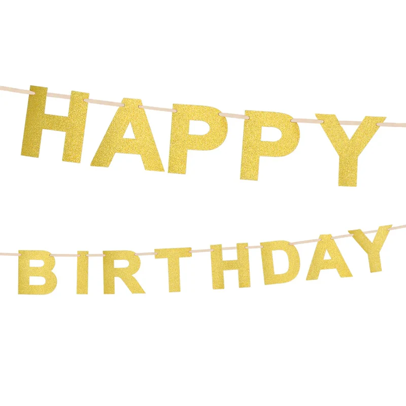 Happy Birthday Glitzer Buchstabengirlande 2,25 m | Gold