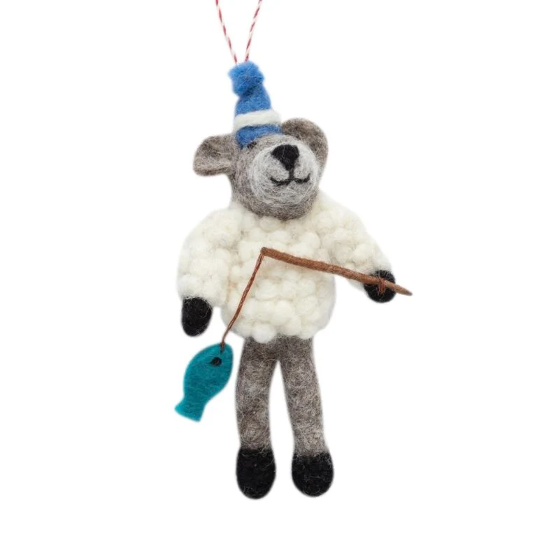 Filzanhänger BÄR mit ANGEL Anhänger ☆ aus Lammwolle ca. 14,5 cm Deko