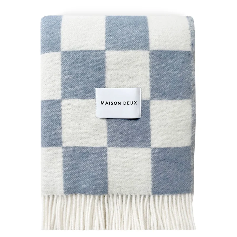 Decke Schachbrettmuster Denim-Weiß