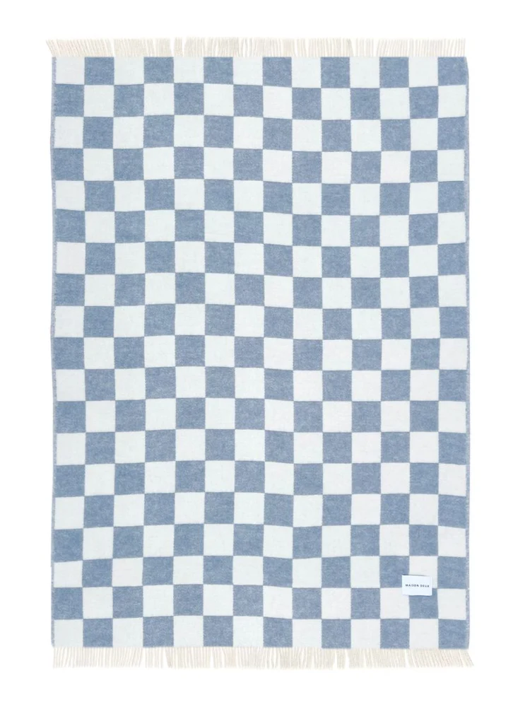 Decke Schachbrettmuster Denim-Weiß