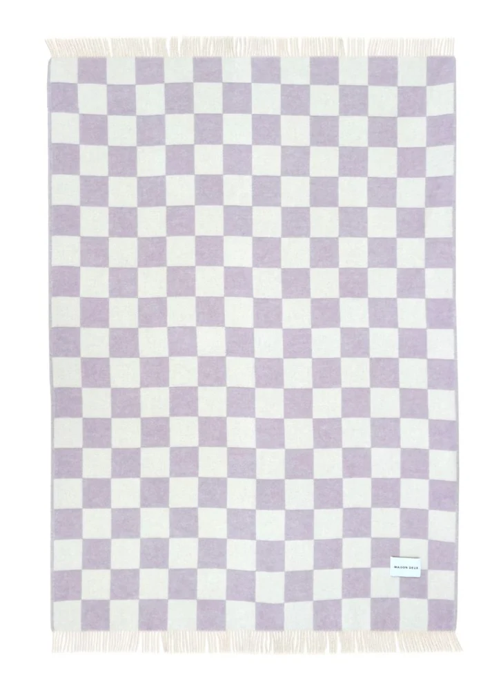 Decke Schachbrettmuster Lila-Weiß