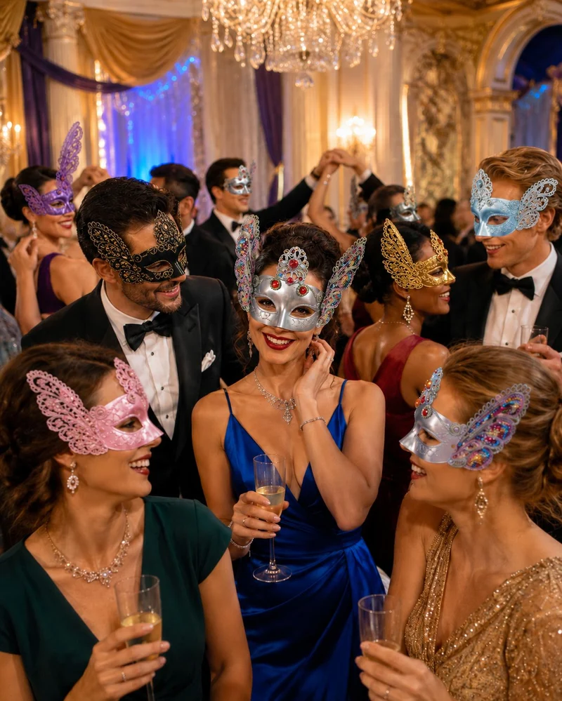 Augenmaske Florenz Schwarz mit Pailletten für Karneval & Maskenball