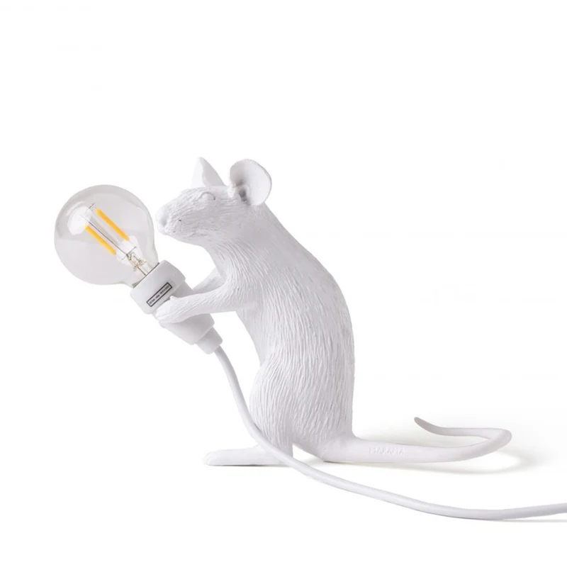 Tischlampe MOUSE stehend-weiß 5x15x12,5cm mit USB