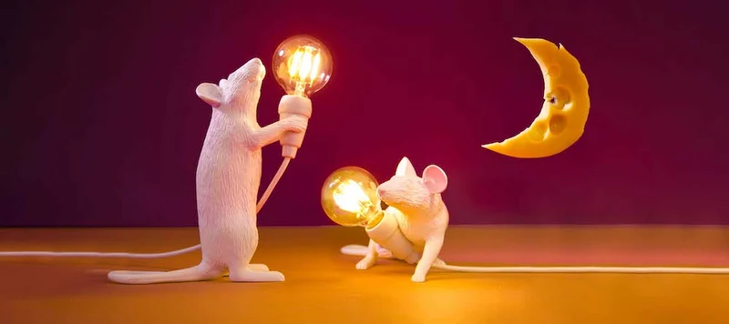 Tischlampe MOUSE stehend-weiß 5x15x12,5cm mit USB