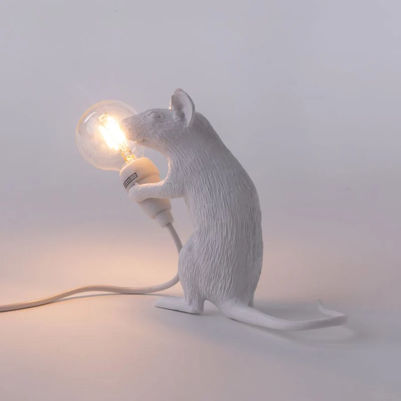 Tischlampe MOUSE stehend-weiß 5x15x12,5cm mit USB