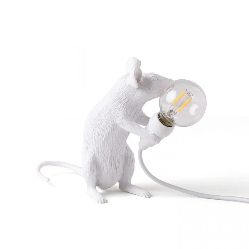 Tischlampe MOUSE stehend-weiß 5x15x12,5cm mit USB