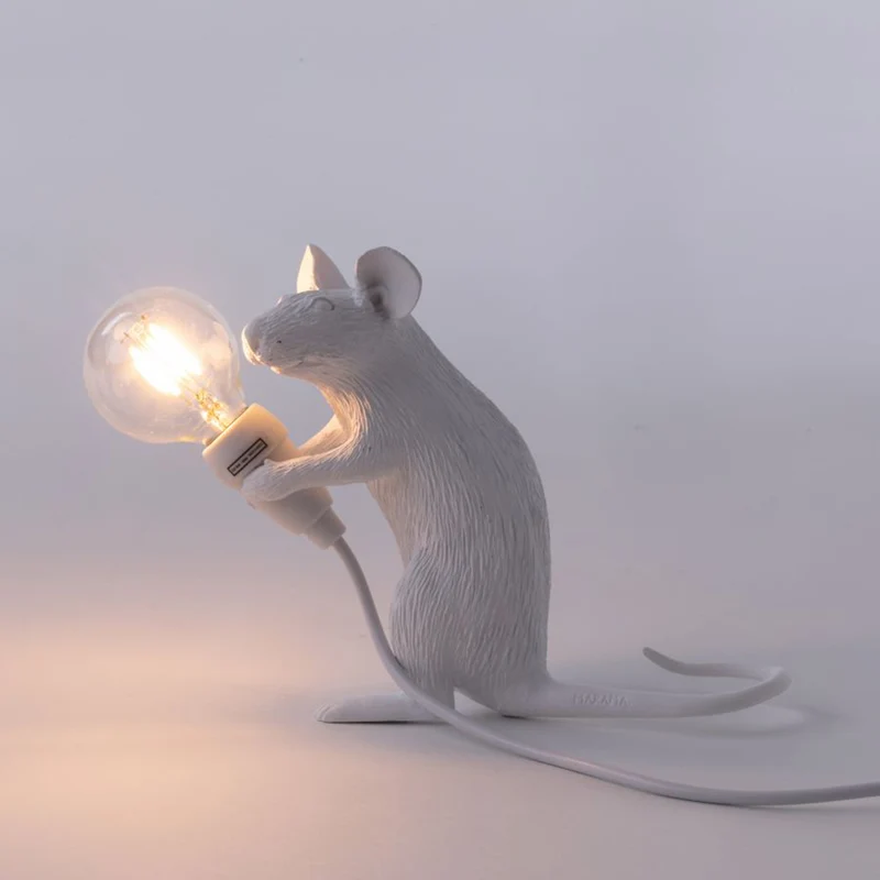 Tischlampe MOUSE stehend-weiß 5x15x12,5cm mit USB