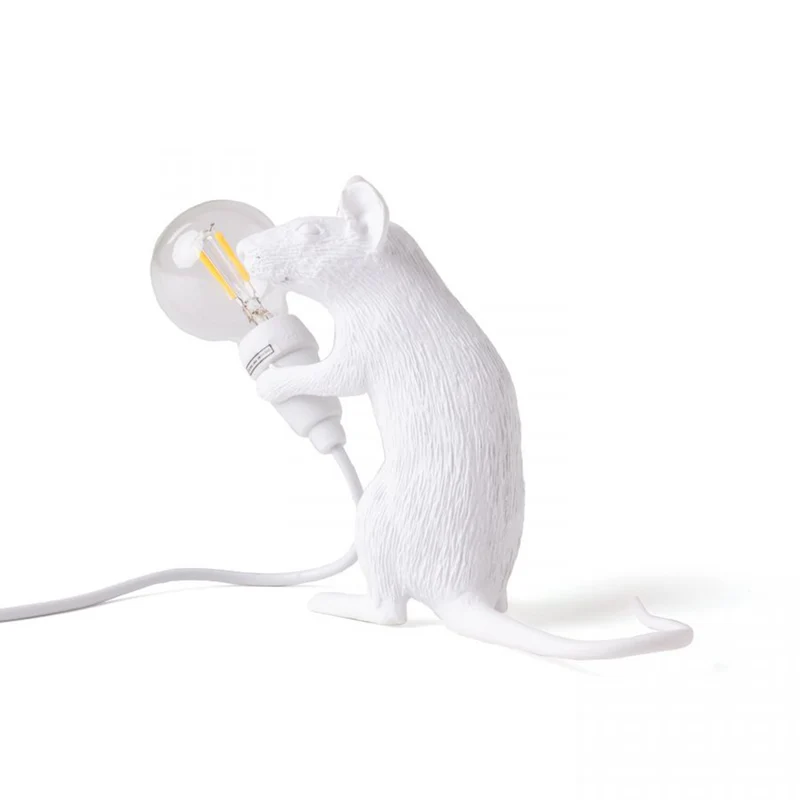 Tischlampe MOUSE stehend-weiß 5x15x12,5cm mit USB