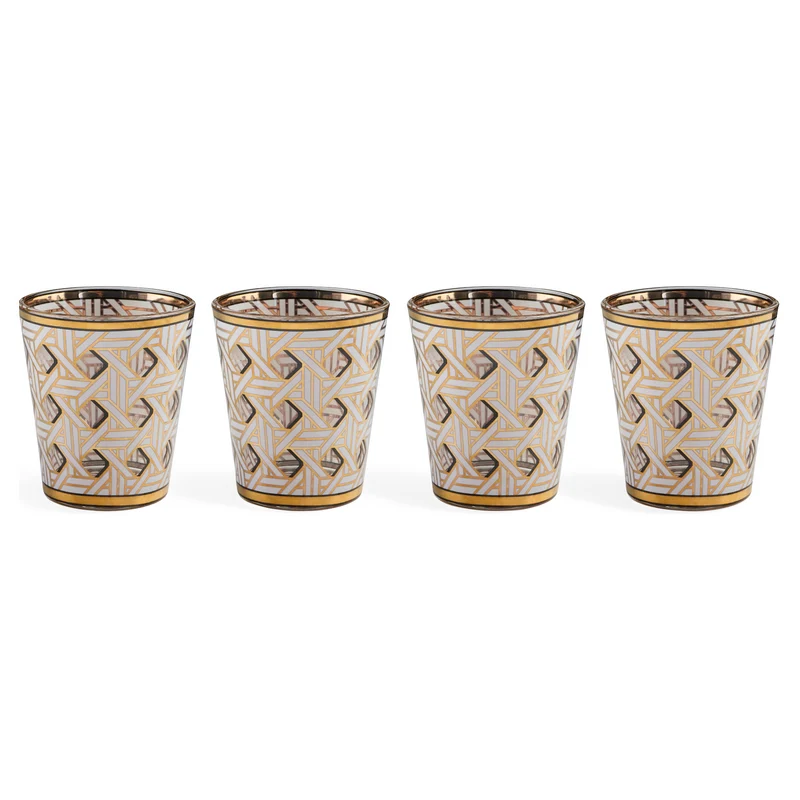 Trinkgläser 4er-Set 'BASKETWEAVE GLASSWARE SET' gold