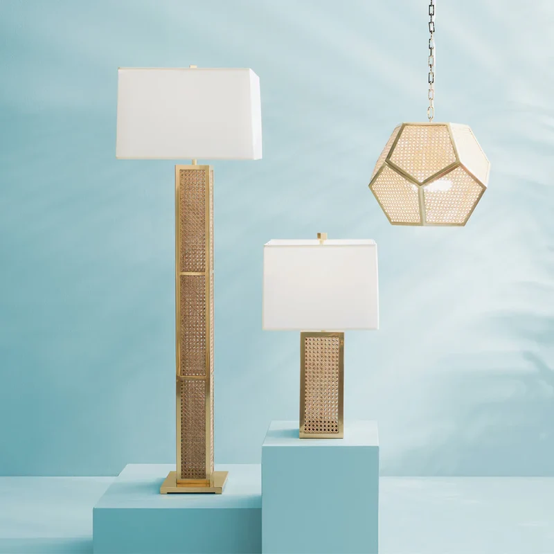 Tischlampe aus Messing 'BELLPORT TABLE LAMP' gold/weiss