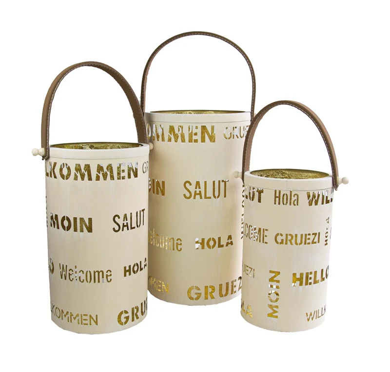 Laternen 3er Set Willkommen / Welcome | Metall | Bis 20×36 cm | 08735