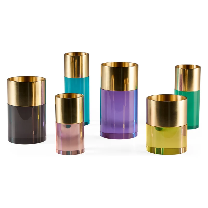 Kerzenhalter Set aus Acryl 'JACQUES CANDLE HOLDER' mehrfarbig/gold