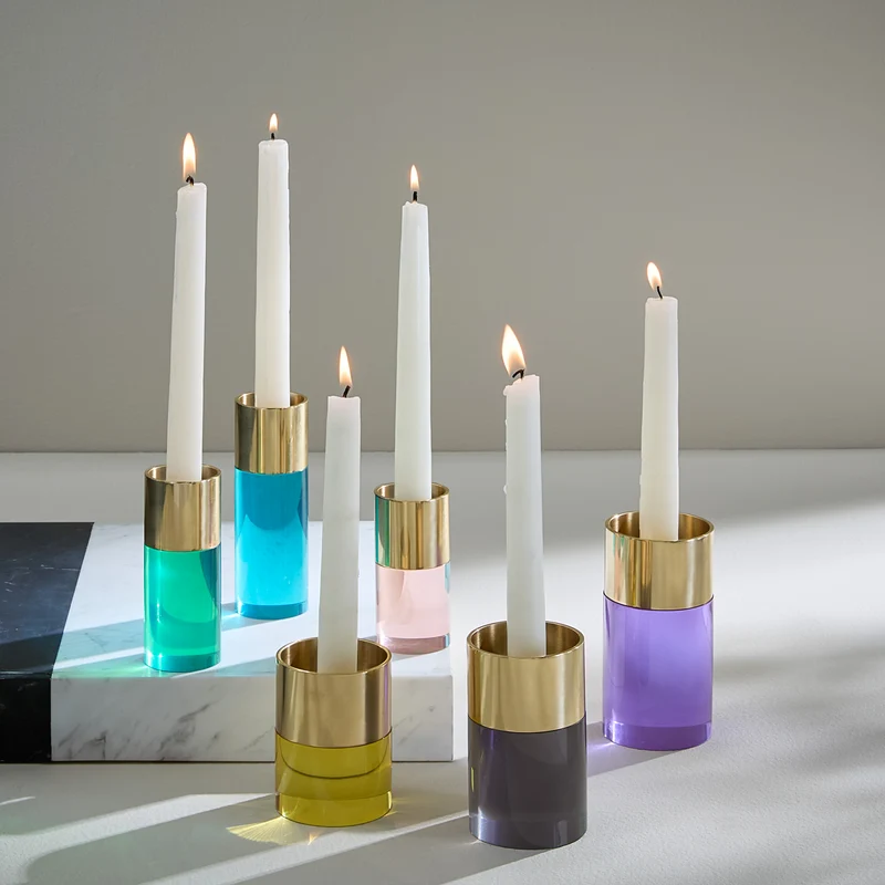 Kerzenhalter Set aus Acryl 'JACQUES CANDLE HOLDER' mehrfarbig/gold