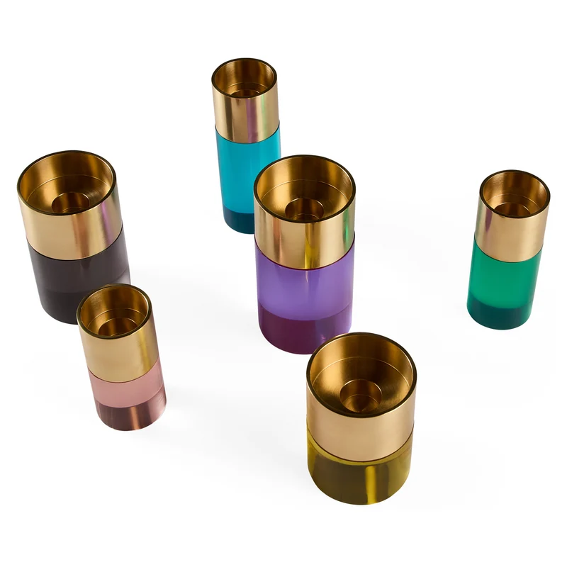Kerzenhalter Set aus Acryl 'JACQUES CANDLE HOLDER' mehrfarbig/gold