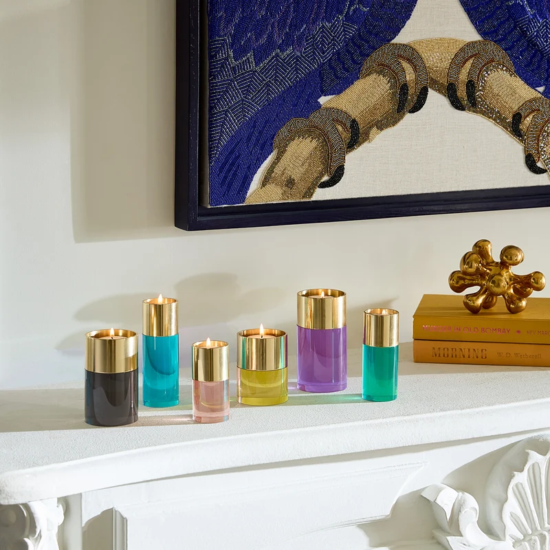 Kerzenhalter Set aus Acryl 'JACQUES CANDLE HOLDER' mehrfarbig/gold