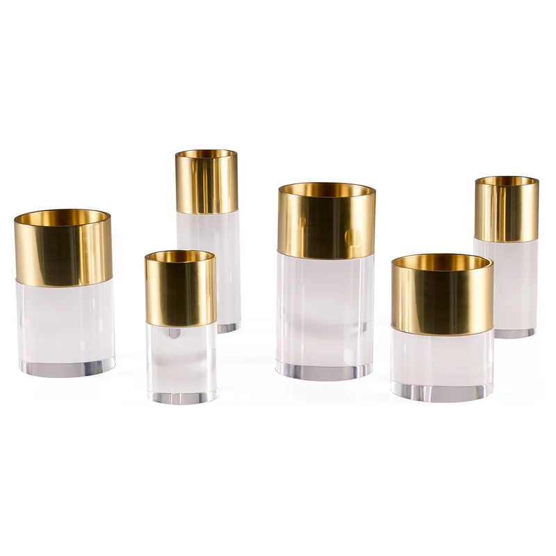 Kerzenhalter Set aus Acryl 'JACQUES CANDLE HOLDER' transparent/gold