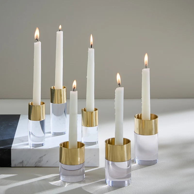 Kerzenhalter Set aus Acryl 'JACQUES CANDLE HOLDER' transparent/gold