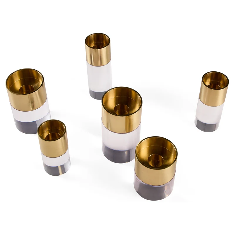 Kerzenhalter Set aus Acryl 'JACQUES CANDLE HOLDER' transparent/gold