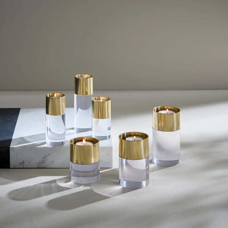 Kerzenhalter Set aus Acryl 'JACQUES CANDLE HOLDER' transparent/gold