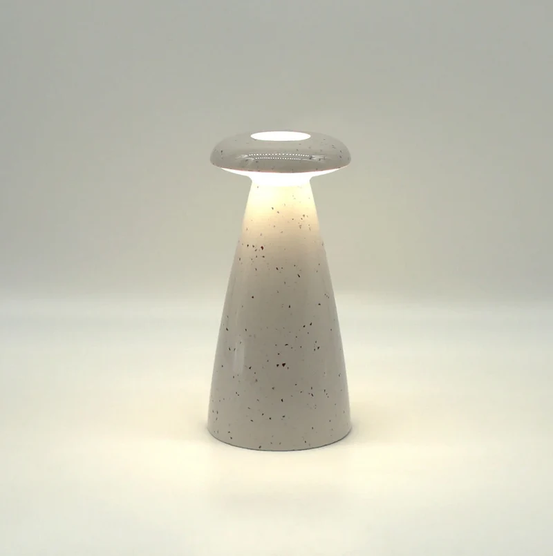 Tischleuchte NOVA 3‑in-1 ca. 21 cm Lampe, Vase, Raumduftbehälter Akku wiederaufladbar | beige gesprenkelt