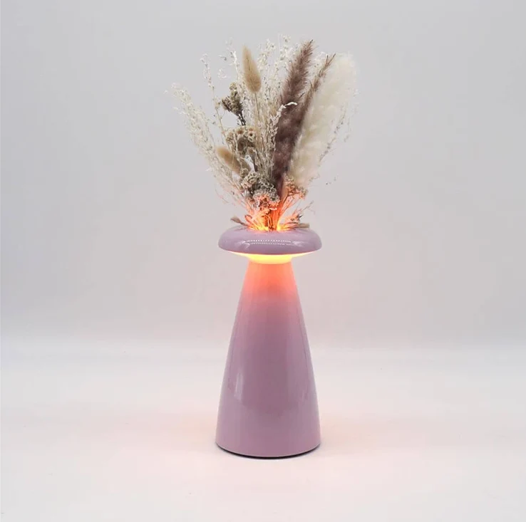 Tischleuchte NOVA 3‑in-1 ca. 21 cm Lampe, Vase, Raumduftbehälter Akku wiederaufladbar | rosa
