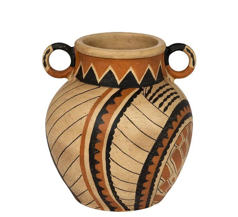 Krug mit Henkeln Deko-Vase ETNICO Amphore Tontopf 28 x 25 cm | Boho Ethno