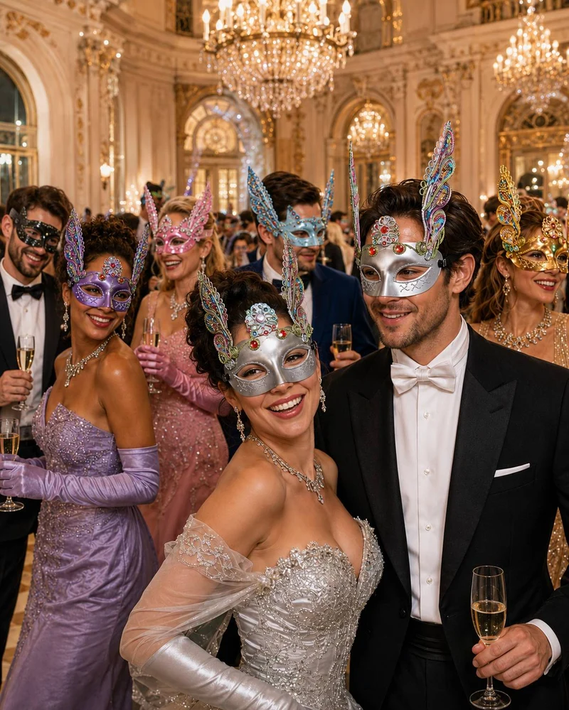 Augenmaske Florenz Silber mit Pailletten für Karneval & Maskenball