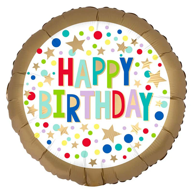 18"/Ø45cm Folienballon "Happy Birthday" Punkte Gold