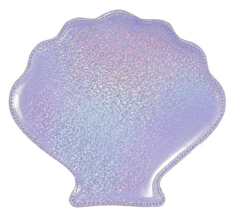 Hochwertige Glitzer Muschel Handtasche mit Schultergurt 21 cm | Flieder