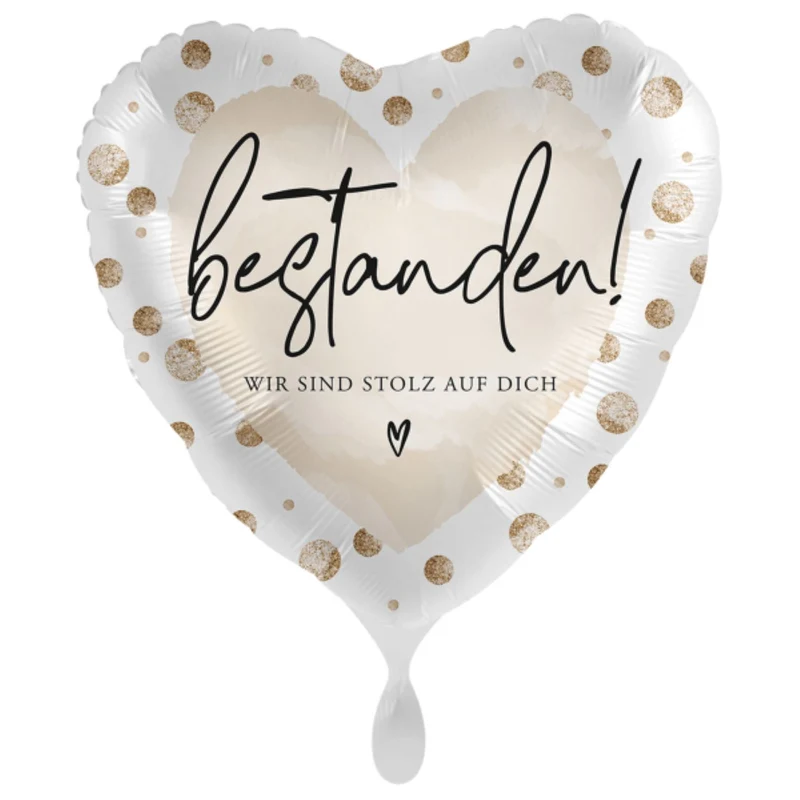 18"/Ø43cm Herz Folienballon "Bestanden!"
