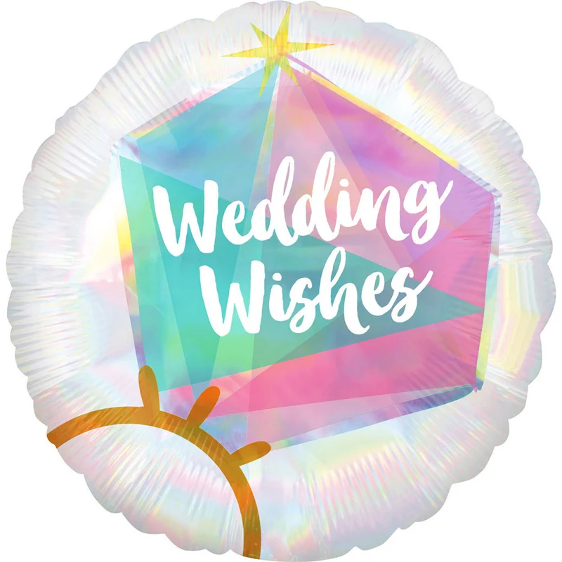 18"/Ø43cm Folienballon "Wedding Wishes" Irisierend