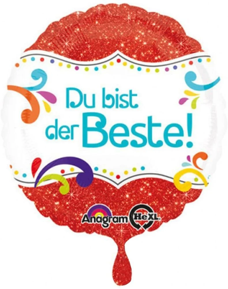 18"/Ø43cm Folienballon "Du bist der Beste" | Bunt