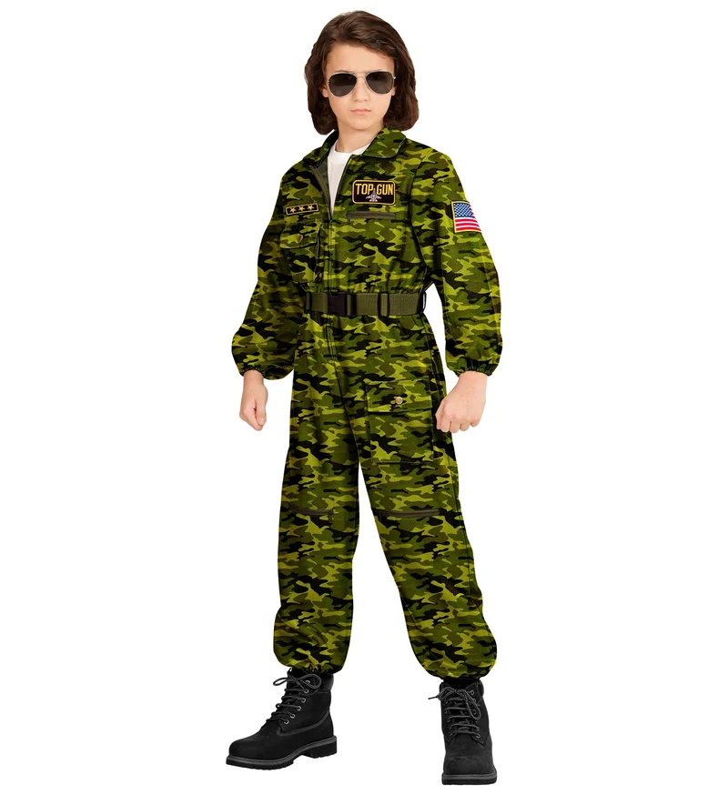 "Kampfjet Pilot" Kostüm für Jungen - Flieger Overall | Camouflage