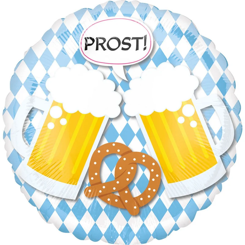 18"/Ø43cm Folienballon "Prost" Bierfest mit Dirndl Lederhose