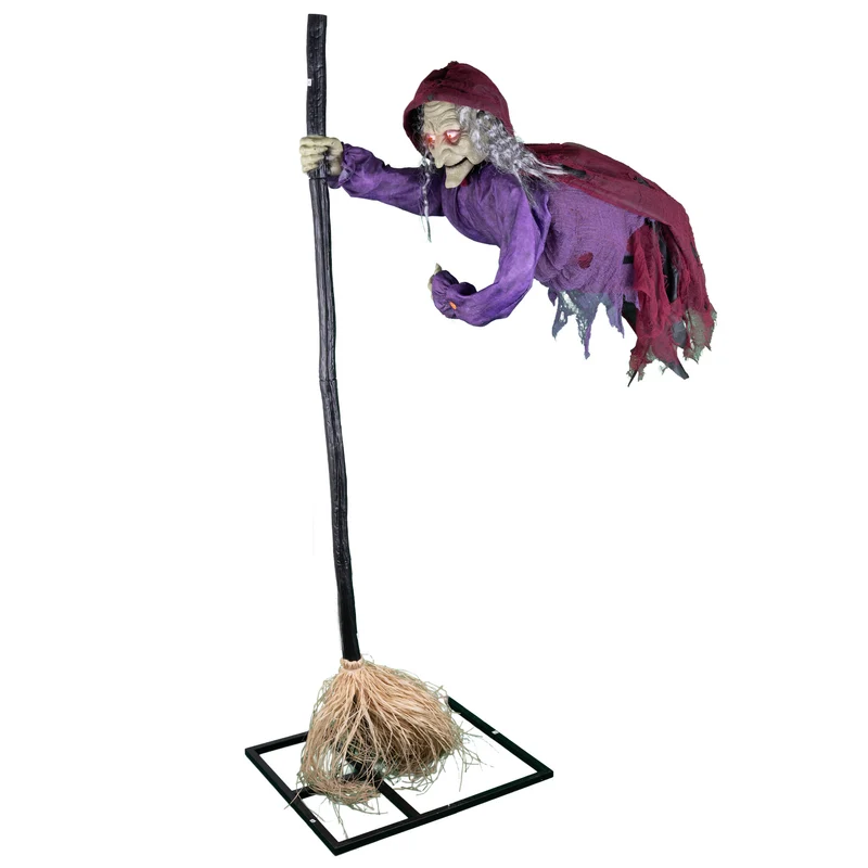 "Fliegende Hexe mit Besen" Animiert | 195 cm