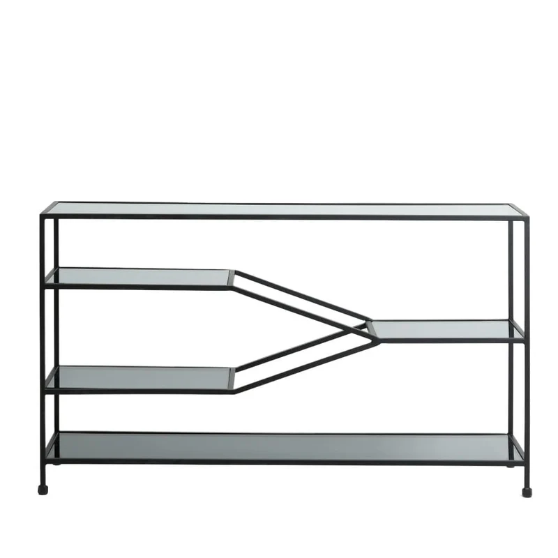 Konsolentisch AINO matt schwarz und Rauchglas