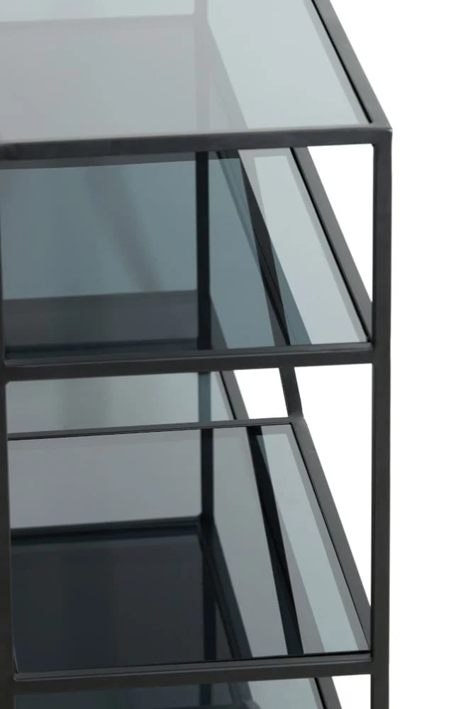 Konsolentisch AINO matt schwarz und Rauchglas