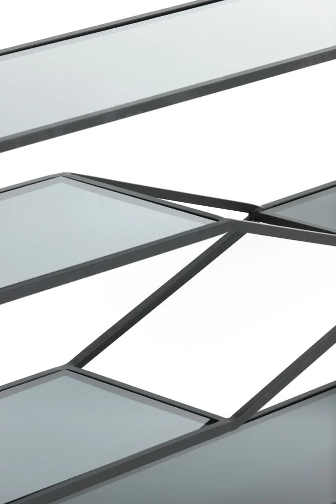 Konsolentisch AINO matt schwarz und Rauchglas