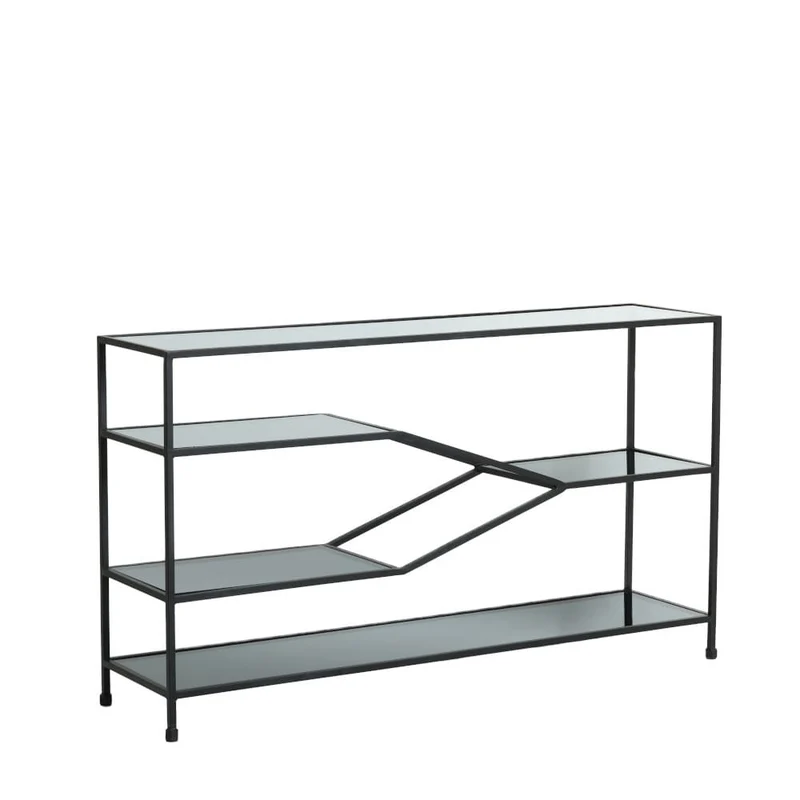 Konsolentisch AINO matt schwarz und Rauchglas
