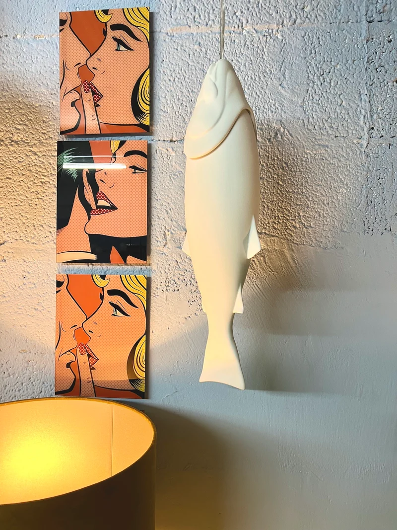 dekorative Lampe MYKISS FISH matt weiß L57
