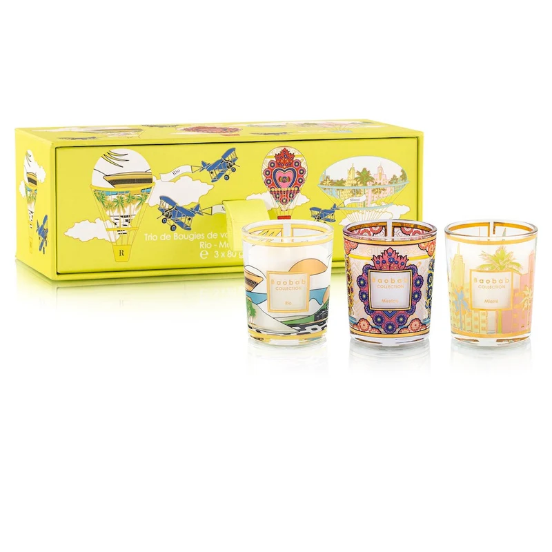 Baobab Duftkerzen 'Trio Travel Candles' Rio-Mexico-Miami