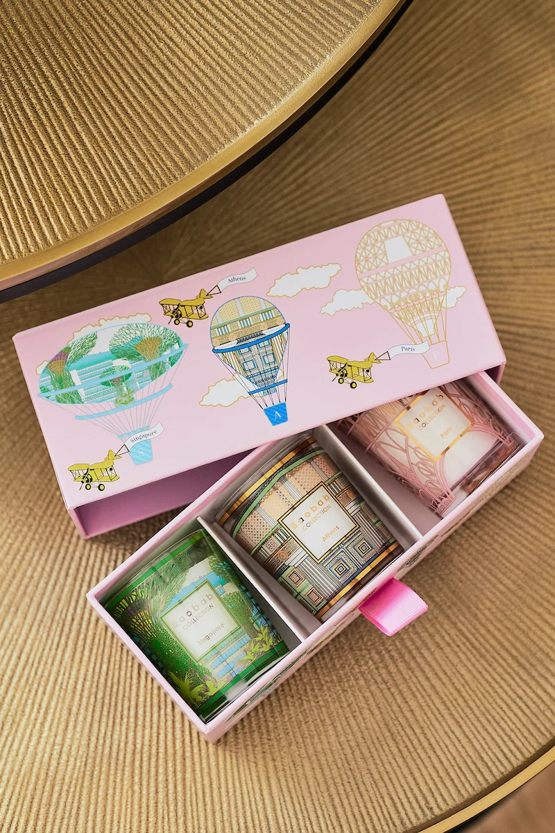 Baobab Duftkerzen 'Trio Travel Candles' Singapore-Athens-Paris