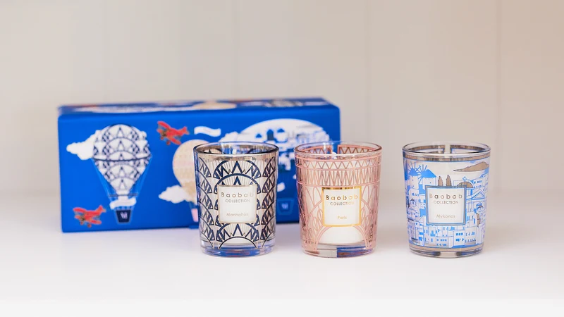 Baobab Duftkerzen 'Trio Travel Candles' Manhattan-Paris-Mykonos