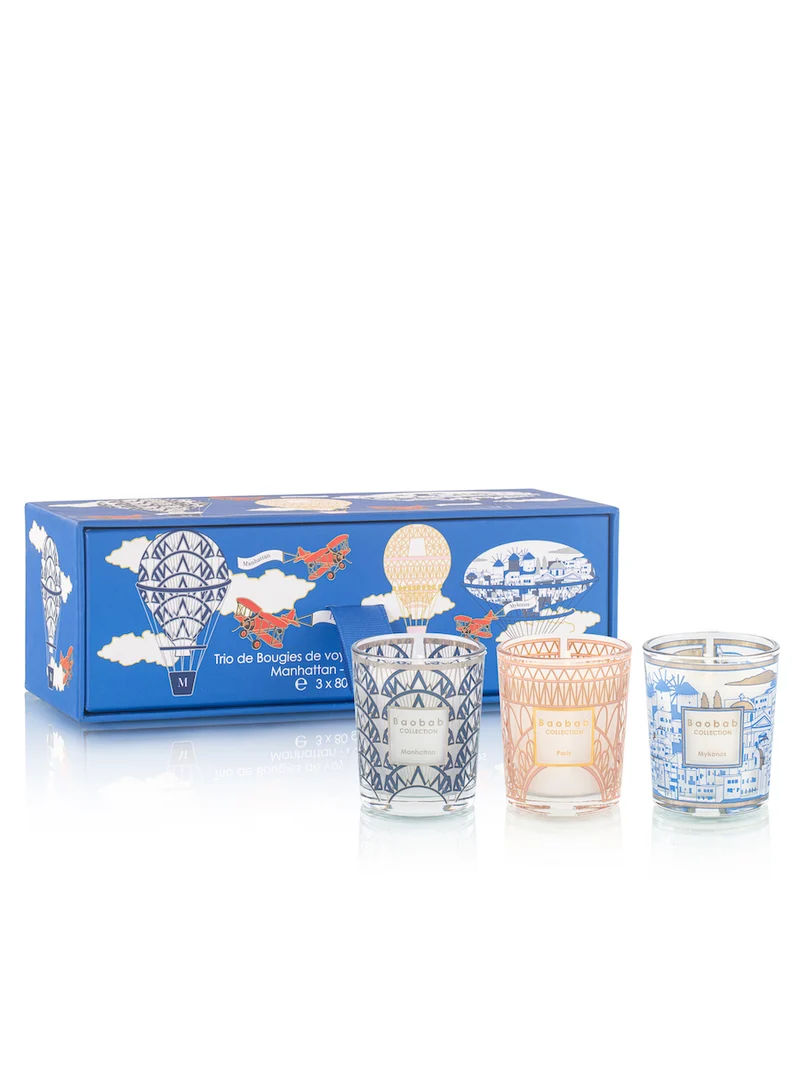 Baobab Duftkerzen 'Trio Travel Candles' Manhattan-Paris-Mykonos