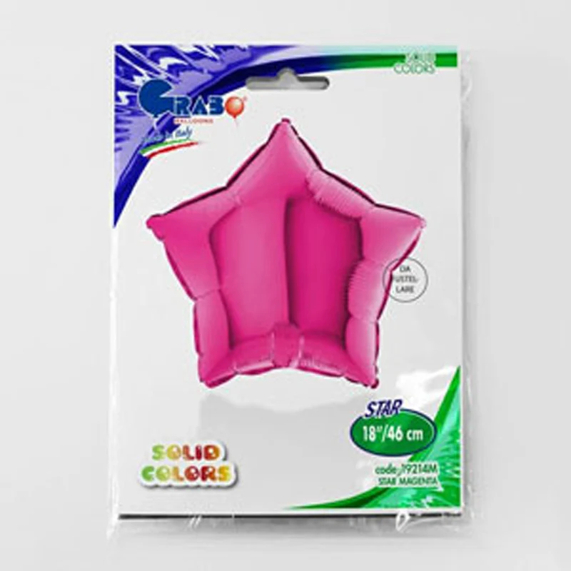 18"/Ø46cm Stern Folienballon Uni | Magenta / Pink